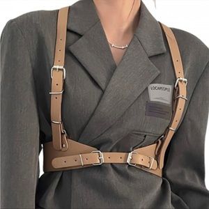 NEW Suspenders Brown Body Harness Adjustable Chest Harness Leather Belt *NEW*